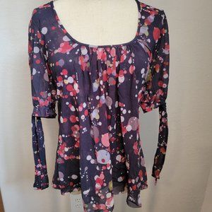 Medium - Sweet Pea By Staci Frati Colorful Mesh Top, Short Tie Sleeve